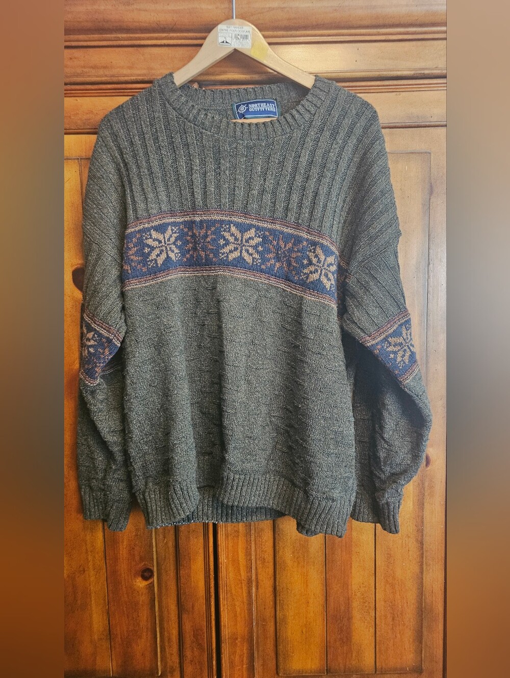 VTG Northeast Outfitters Fair Isle Snowflake Crewneck Sweater XL Made in USA